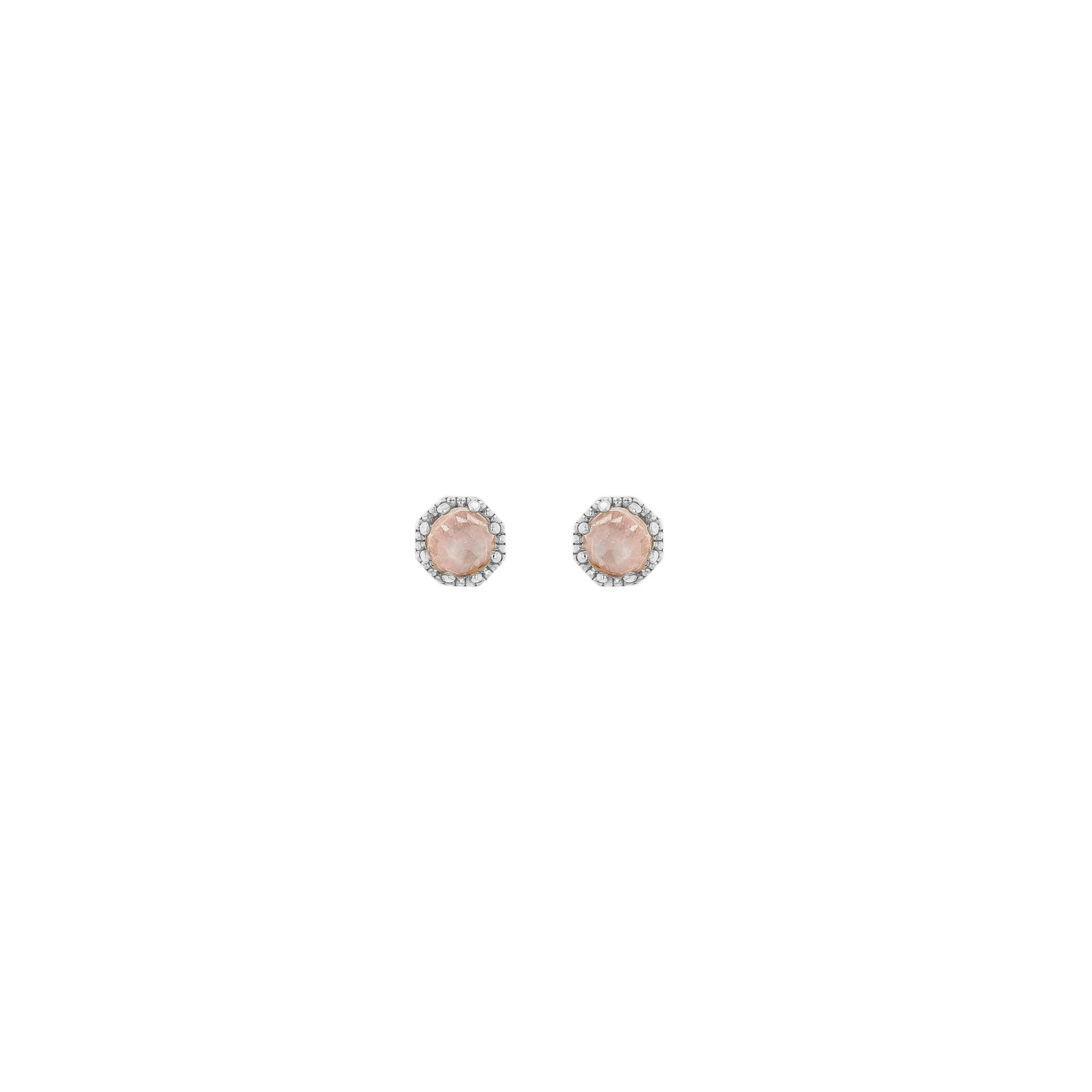 Petite Crown Bezel Moonstone Earrings