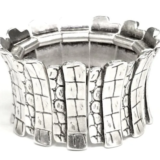 Pewter Stretch Snake Skin Pattern Bracelet