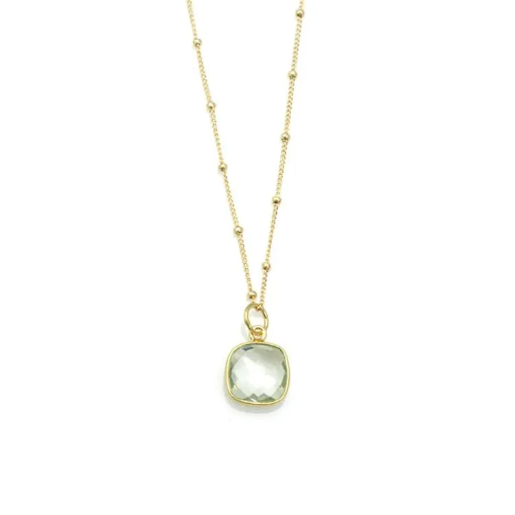 Philippa Roberts square faceted green amethyst necklace