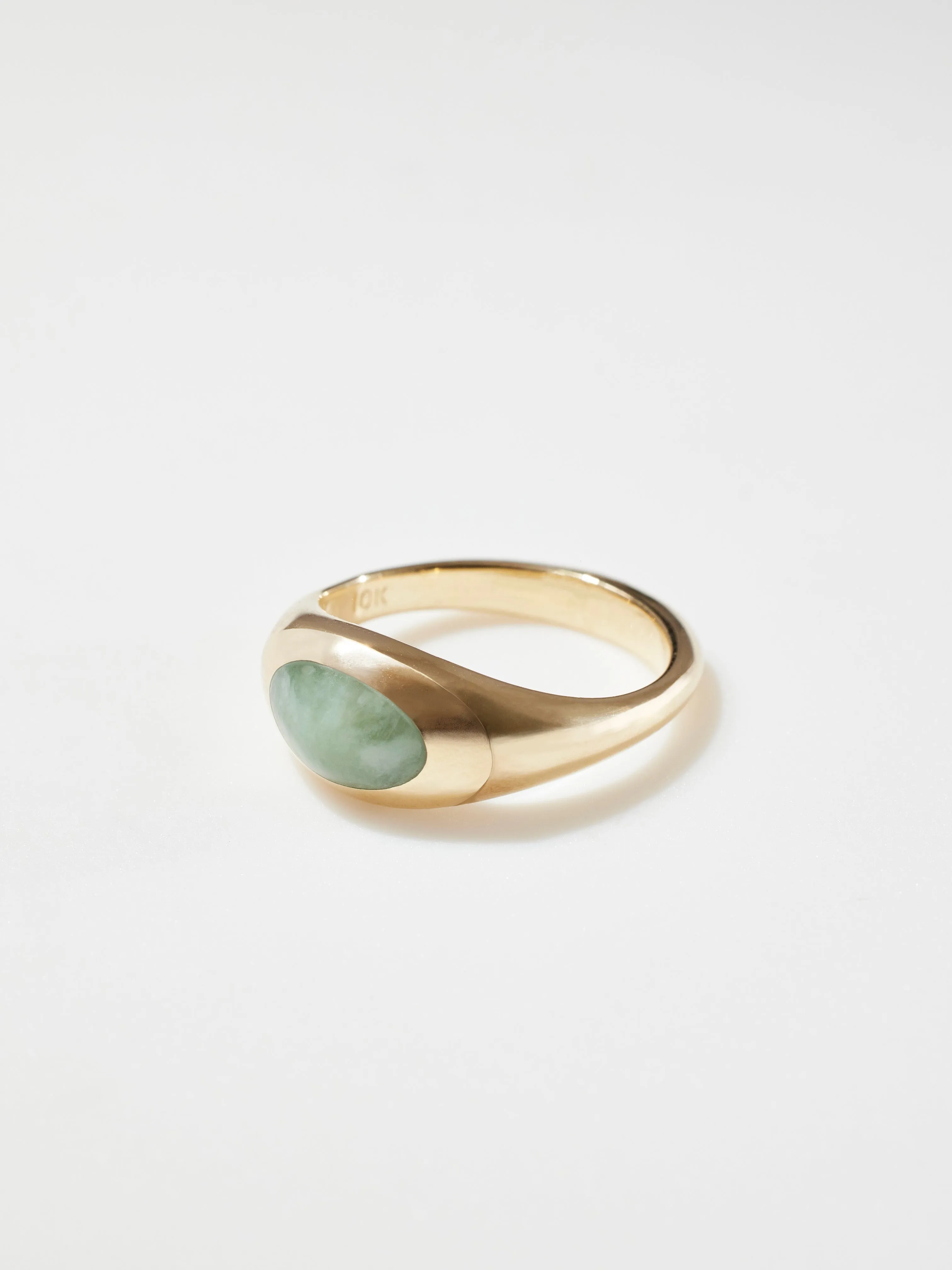 Pia No. 2 Ring with Jade in 10k, Size 7