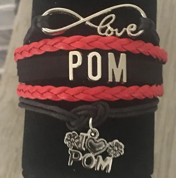 Pom Red and Black Charm Bracelet- Pick Style