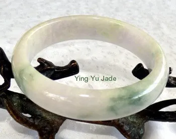 Precious Green Veins on White Old Mine Lao Pit Jadeite Bangle 60mm (BB2338)