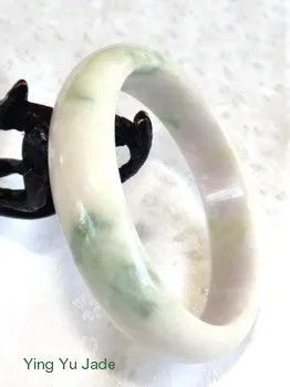 Precious Green Veins on White Old Mine Lao Pit Jadeite Bangle 60mm (BB2338)