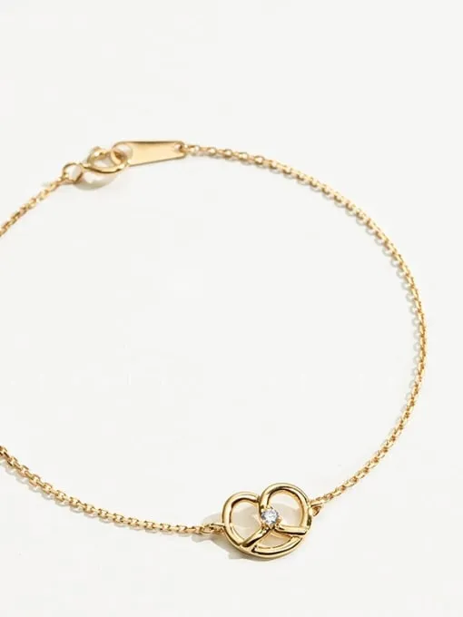 Pretzel Bracelet, 18K Gold Plated .925 Sterling Silver Dainty Minimalist Bracaelet