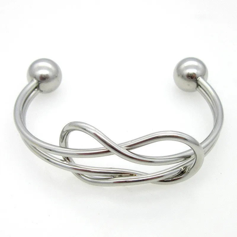 Punk Fashion Stainless Steel Opening Line Style Cuff Bangle Bracelets For Women