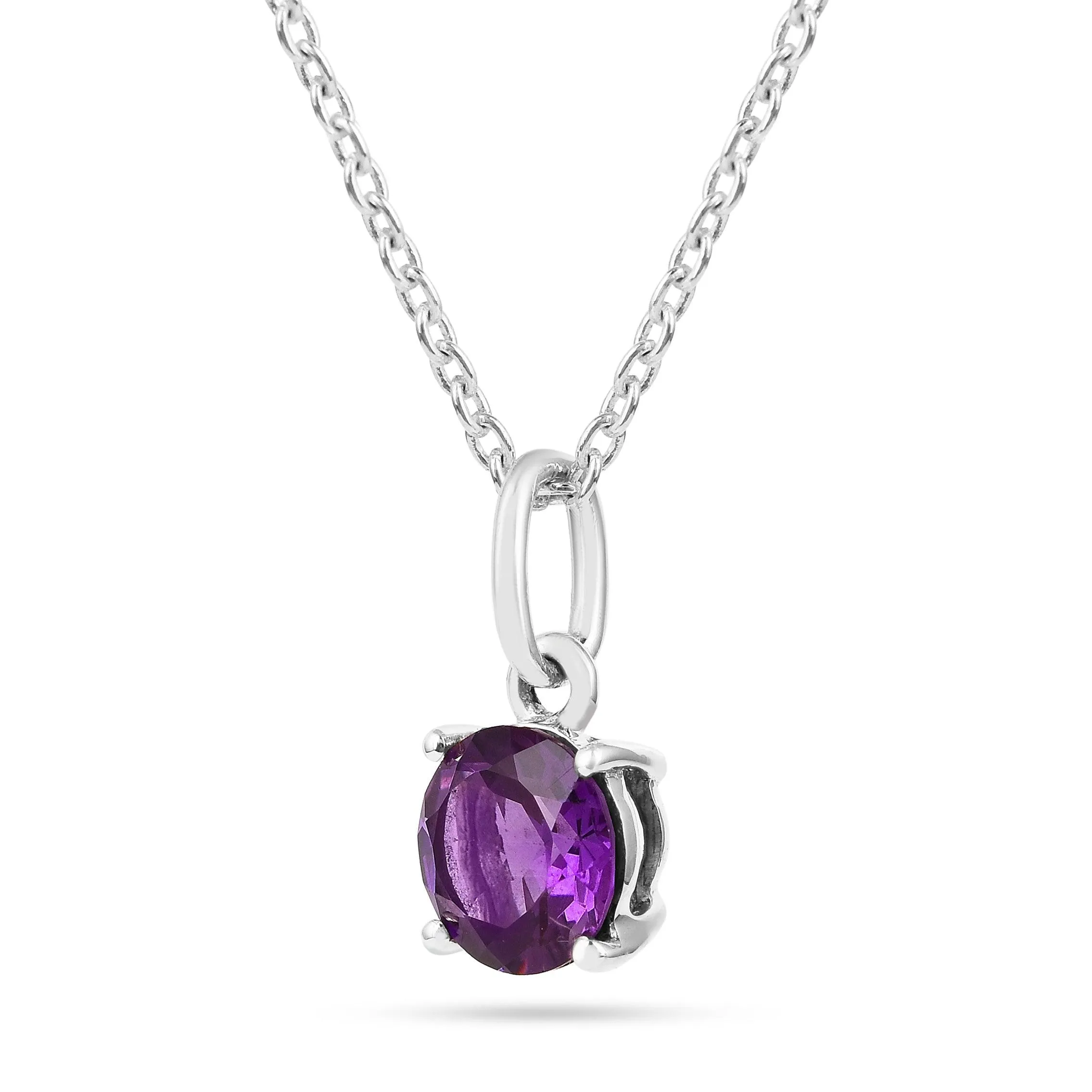 Purple Amethyst Solitaire Necklace