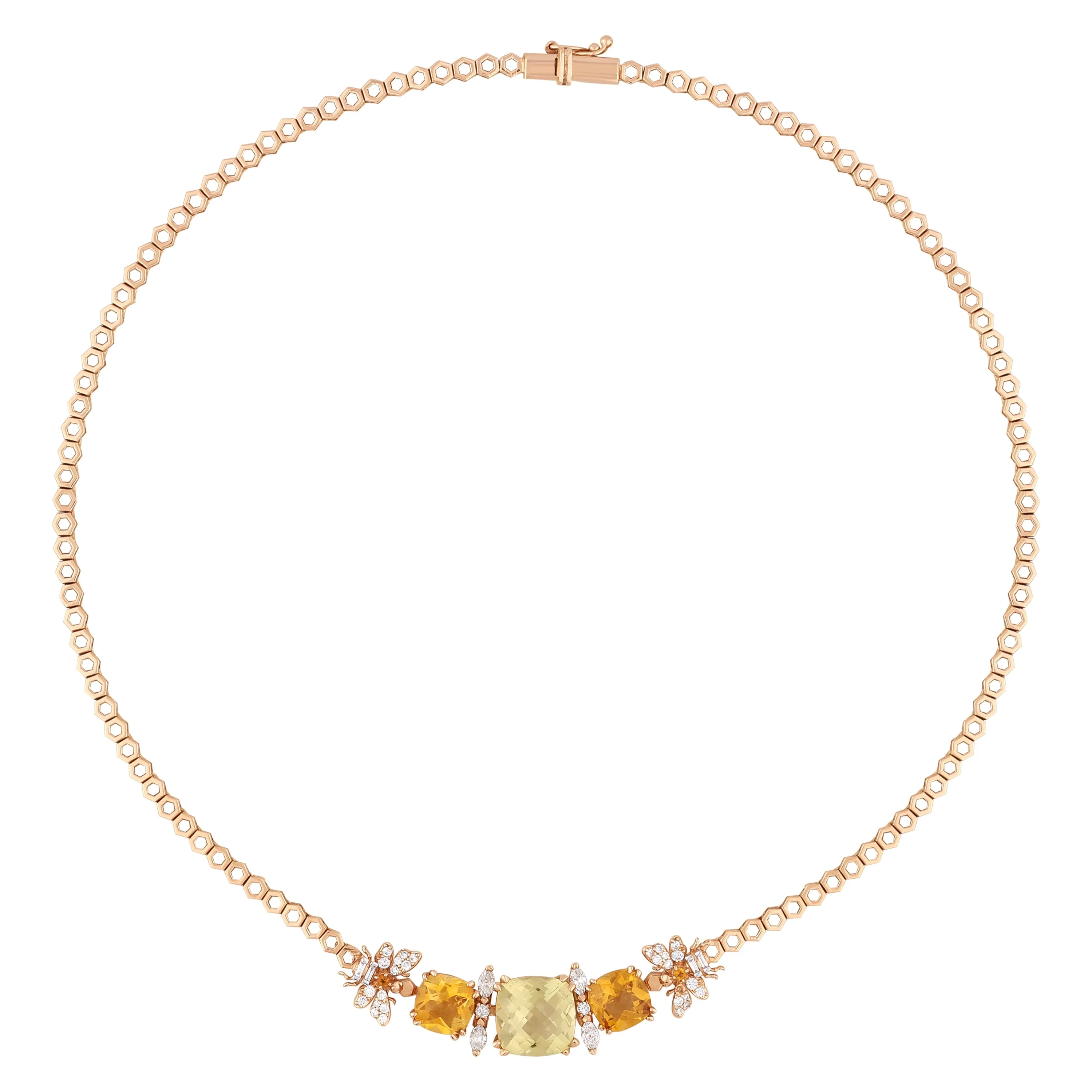 QUEEN BEE ARINNA PERIDOT CITRINE GOLD DIAMOND NECKLACE