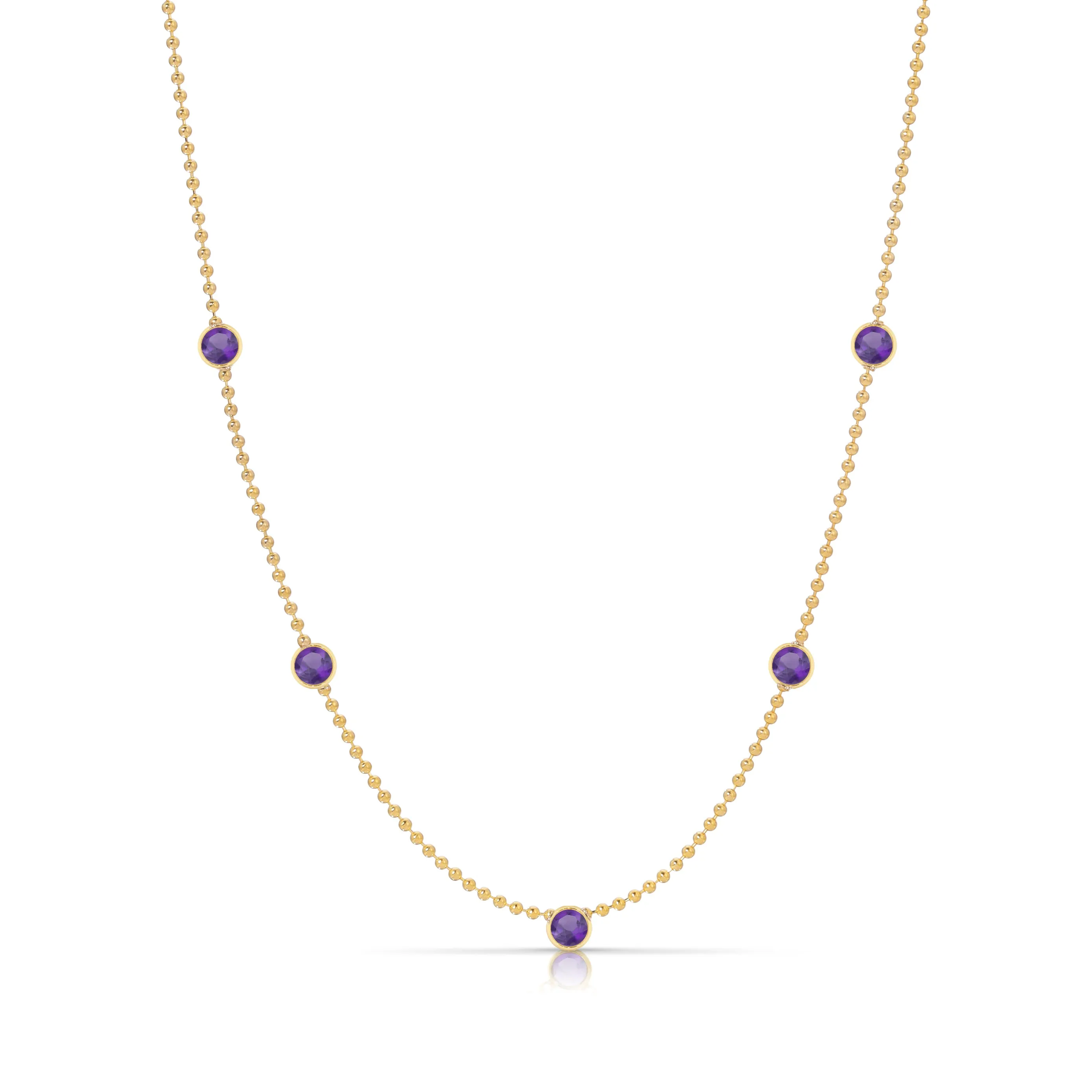 Quintet Birthstone Layering Necklace - Yellow Gold