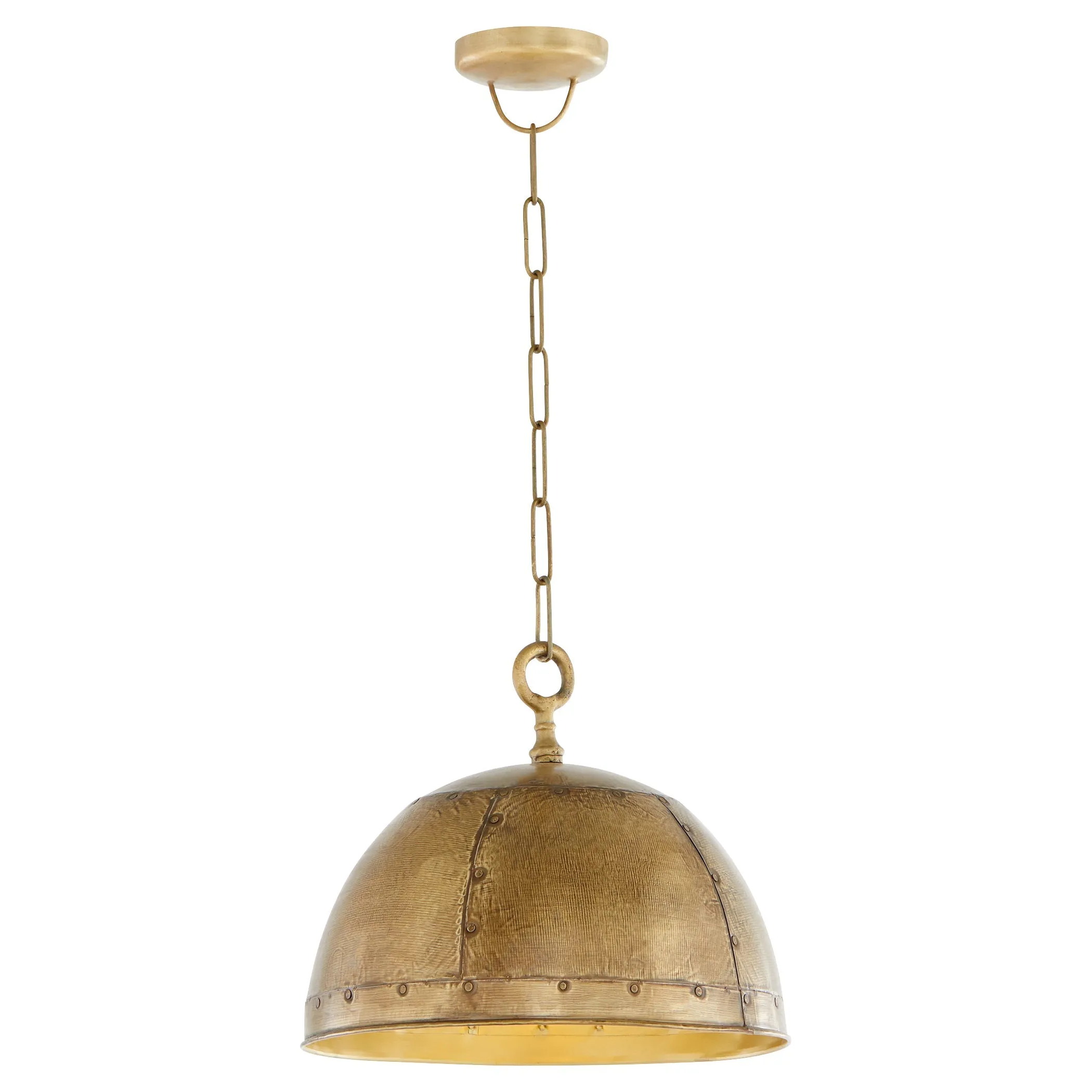 Quorum 85-1-75 Pendant - Artisan Brass 14" Dome Modern Farmhouse / Industrial