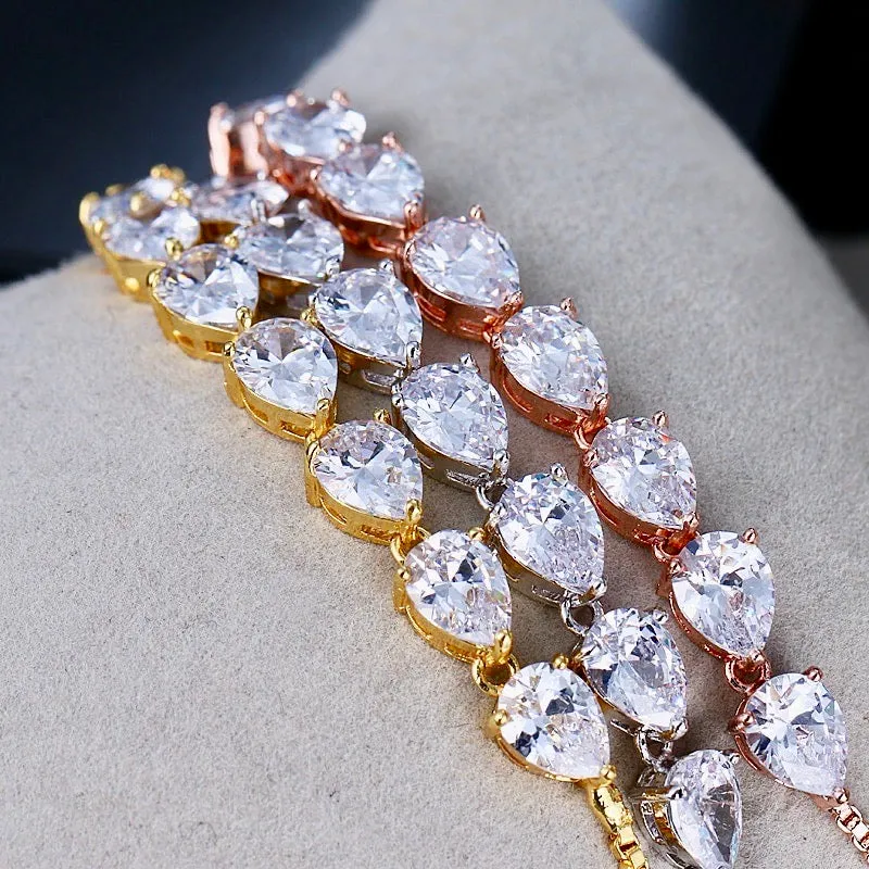 "Tricia" - Cubic Zirconia Adjustable Bracelet - Available in Silver, Rose Gold and Yellow Gold