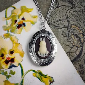 Rabbit Cameo Oval Vintage Style Locket