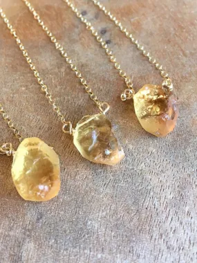 Raw Citrine Crystal Necklace Gold Filled or Sterling Silver