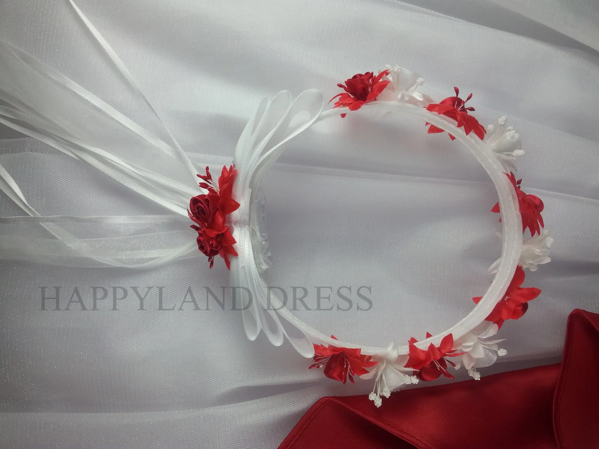 Red and White Flower Crown/Halo