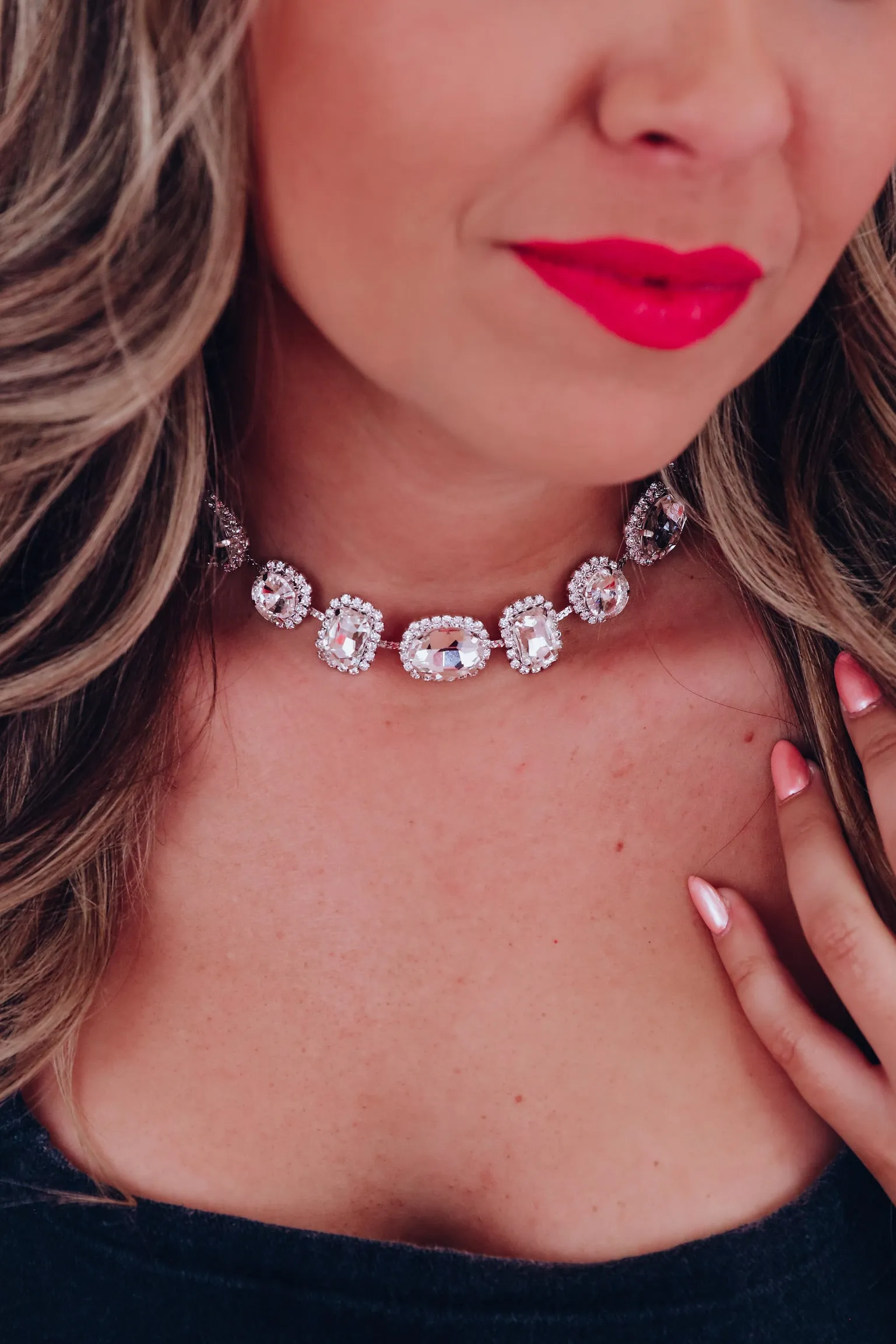 Regal Gemstone And Rhinestone Choker