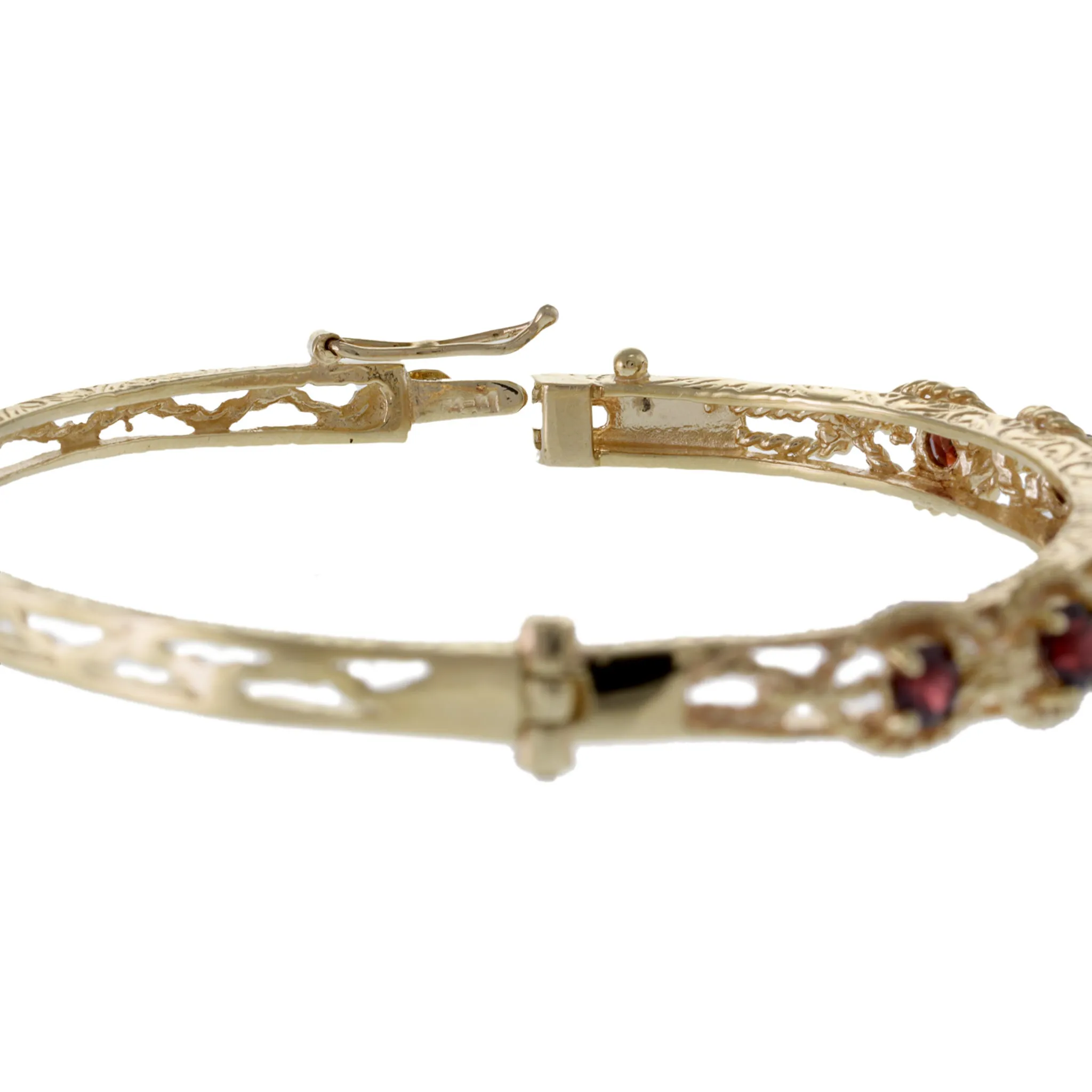 Retro Era 14KT Yellow Gold Garnet Bangle Bracelet