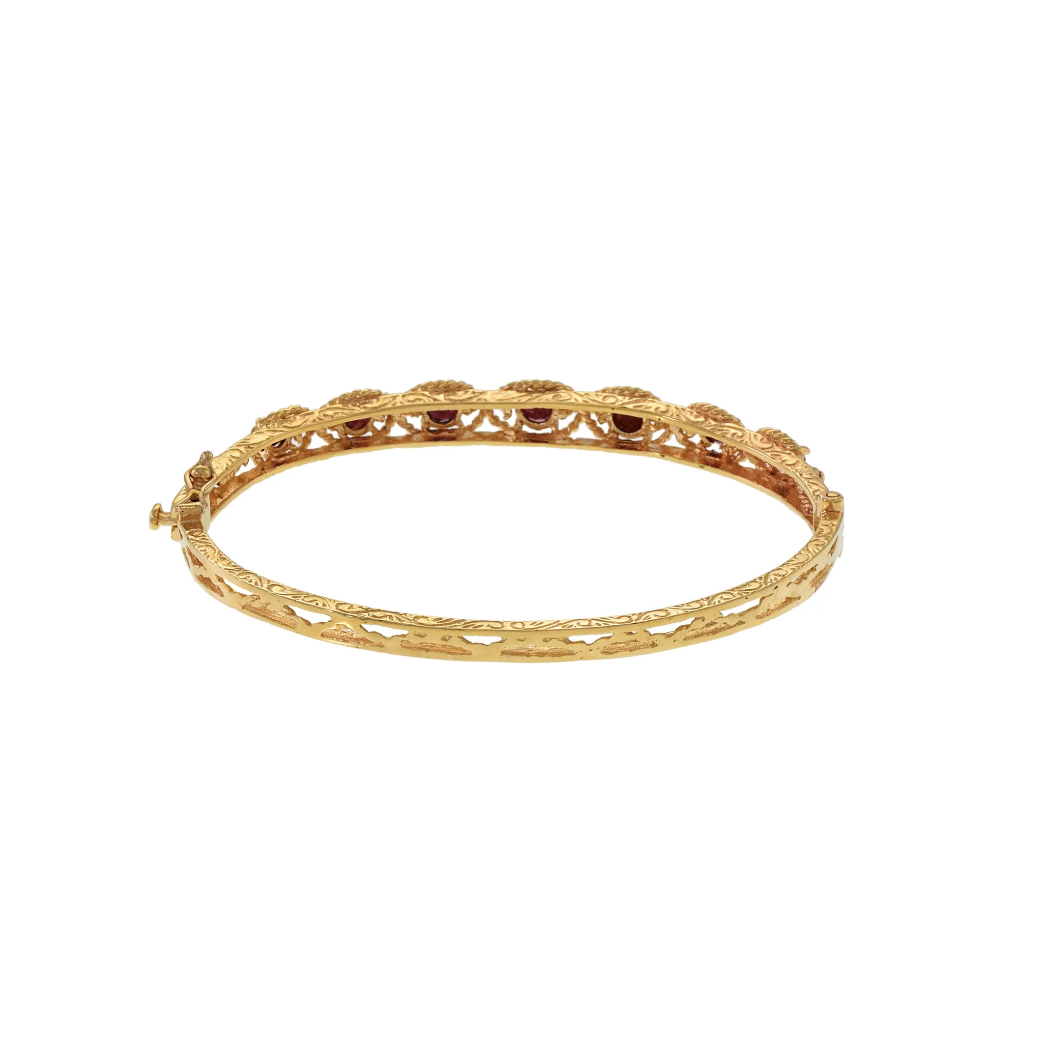 Retro Era 14KT Yellow Gold Garnet Bangle Bracelet