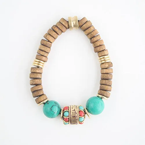 Retro Turquoise Ethnic Nepalese Handmade Bracelets, Personalized Women's Artistic Gifts