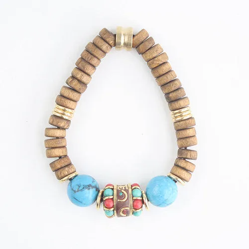 Retro Turquoise Ethnic Nepalese Handmade Bracelets, Personalized Women's Artistic Gifts