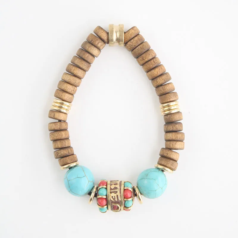 Retro Turquoise Ethnic Nepalese Handmade Bracelets, Personalized Women's Artistic Gifts