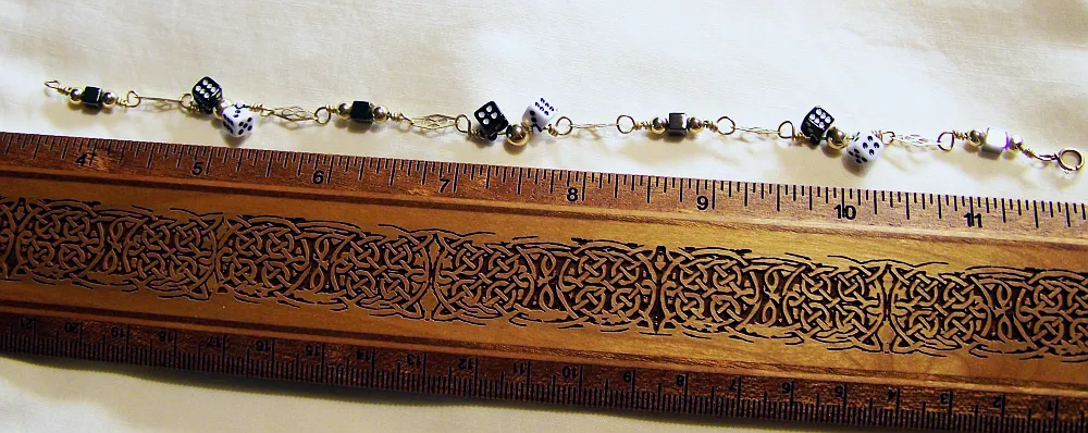 Retro Vintage Black and White Dice GF Bracelet and Earrings Set