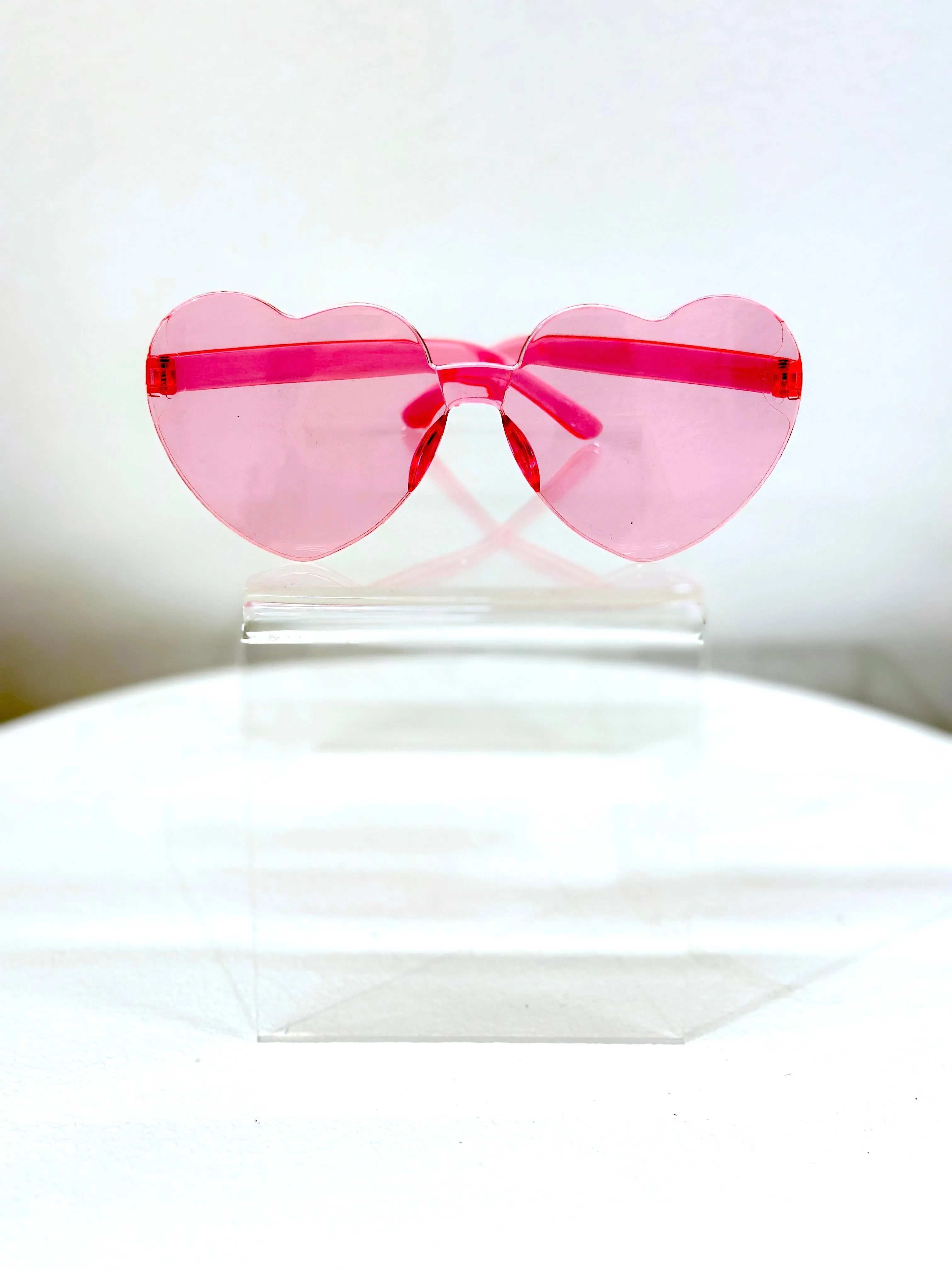 Rimless Heart Sunglasses - Light Pink