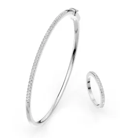 Ring and Bangle Set with 0.70ct of Laboratory Grown Diamonds in Sterling Silver and Platinum