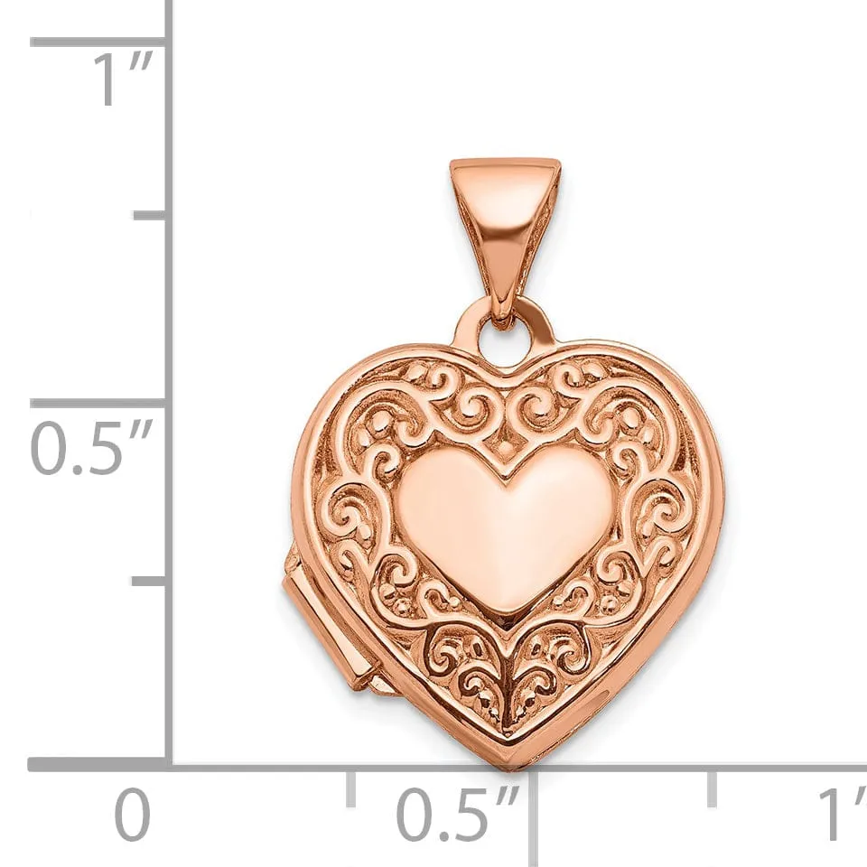 Rose Gold Scroll Heart Locket