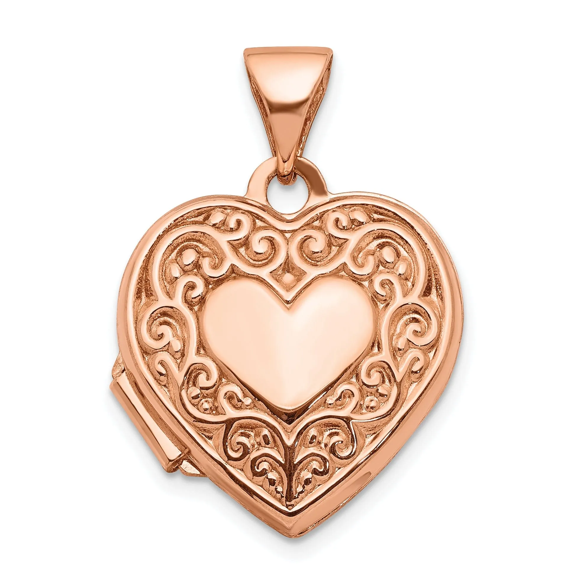 Rose Gold Scroll Heart Locket