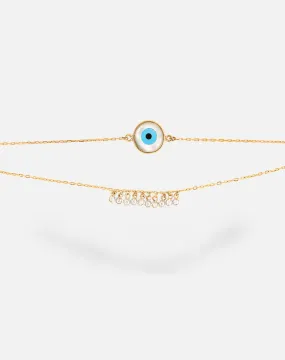 Round Evil Eye With Dangling diamonds Bracelet