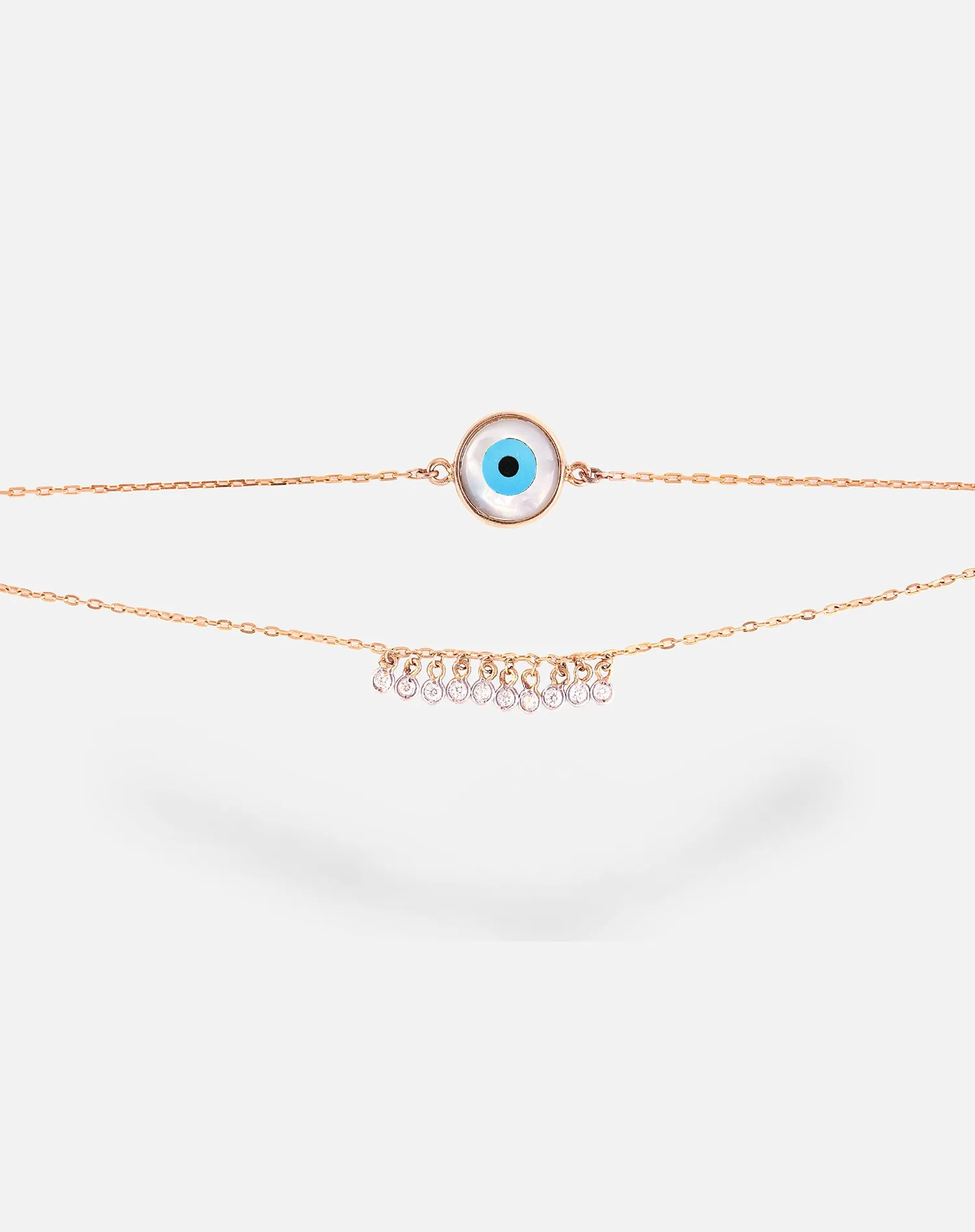 Round Evil Eye With Dangling diamonds Bracelet