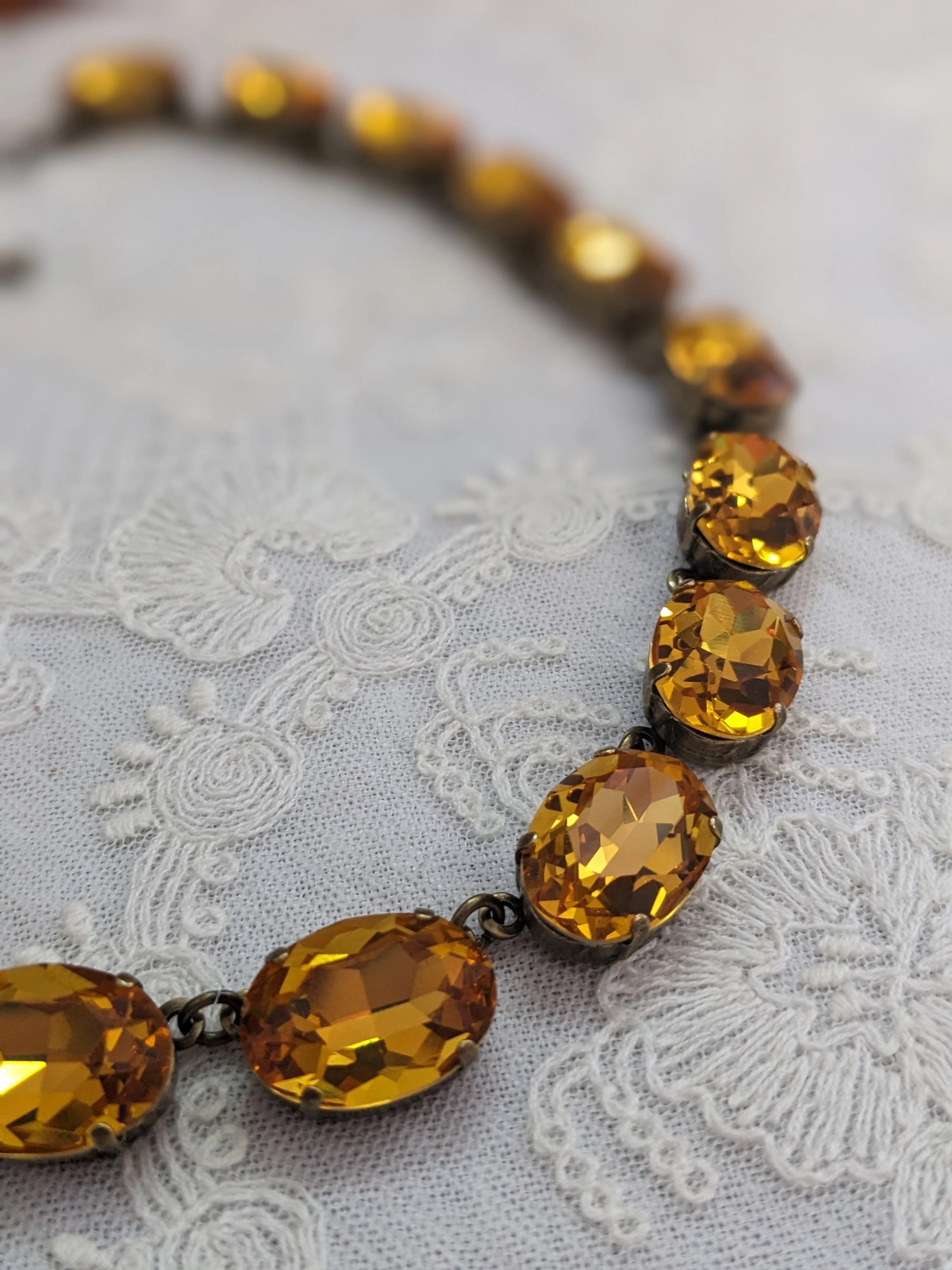 SALE! Orange Topaz Aurora Collet Necklace - Large Oval