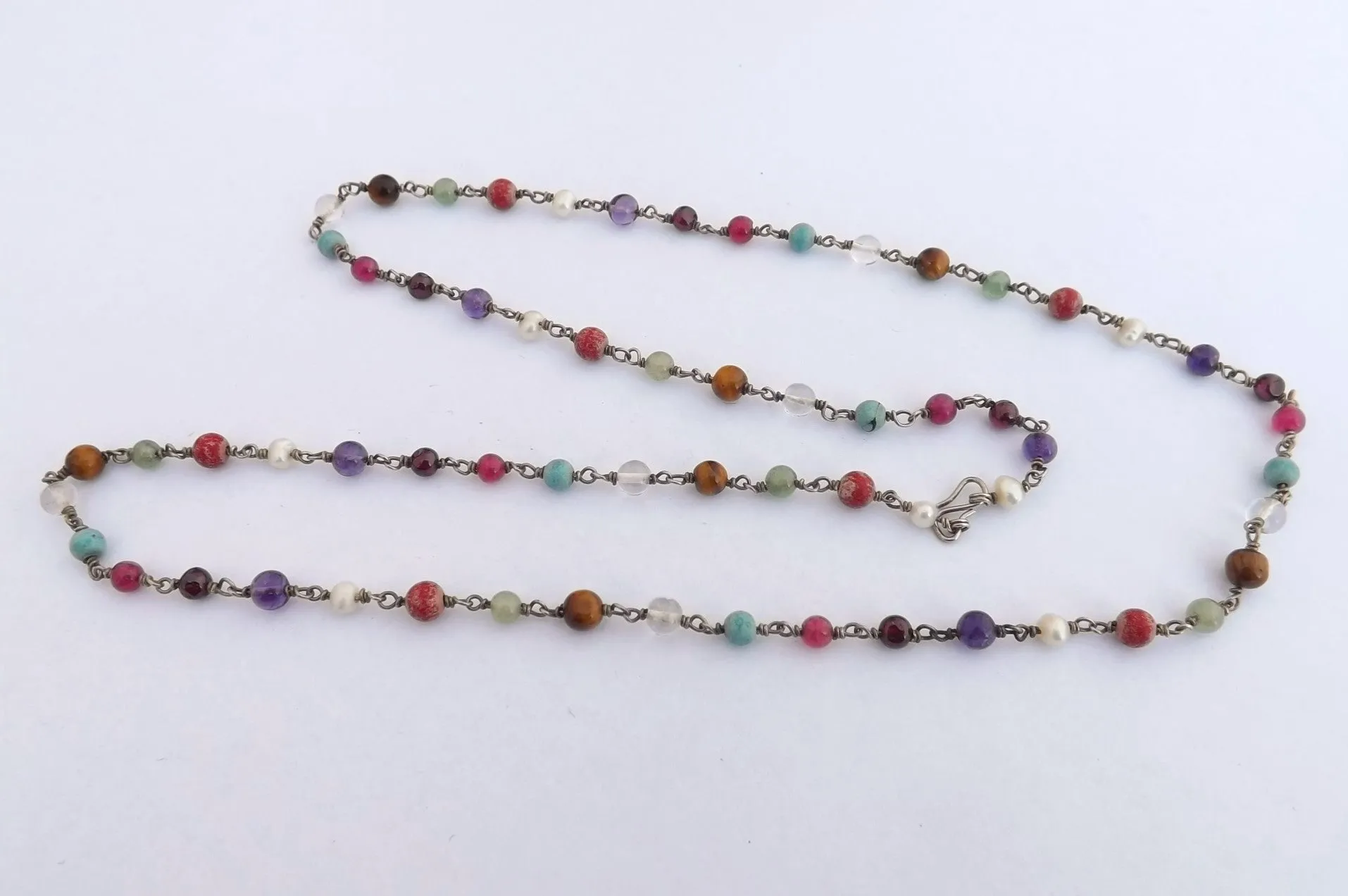 Semi Precious Gem Chain Link Necklace