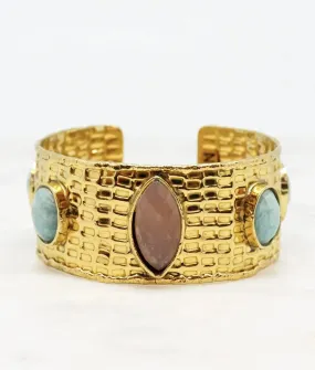 Semi-Precious Stone Women's Cuff Bracelet