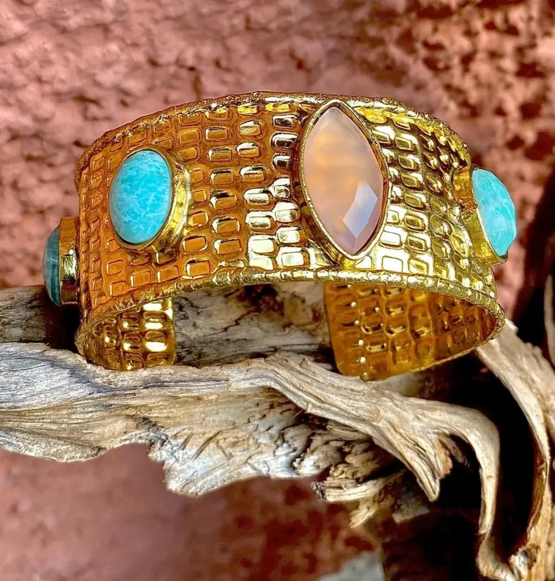 Semi-Precious Stone Women's Cuff Bracelet