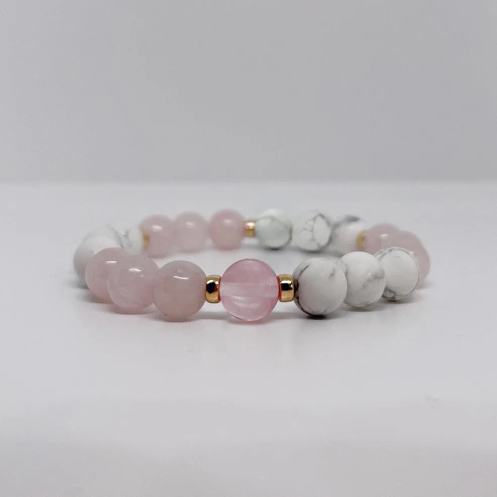 Serenity and Love - White Howlite & Cherry Quartz Bracelet