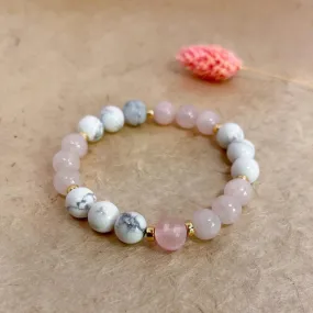 Serenity and Love - White Howlite & Cherry Quartz Bracelet