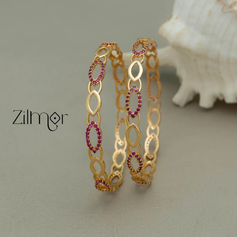 SG100200  - Gold Plated stone bangle (pair)