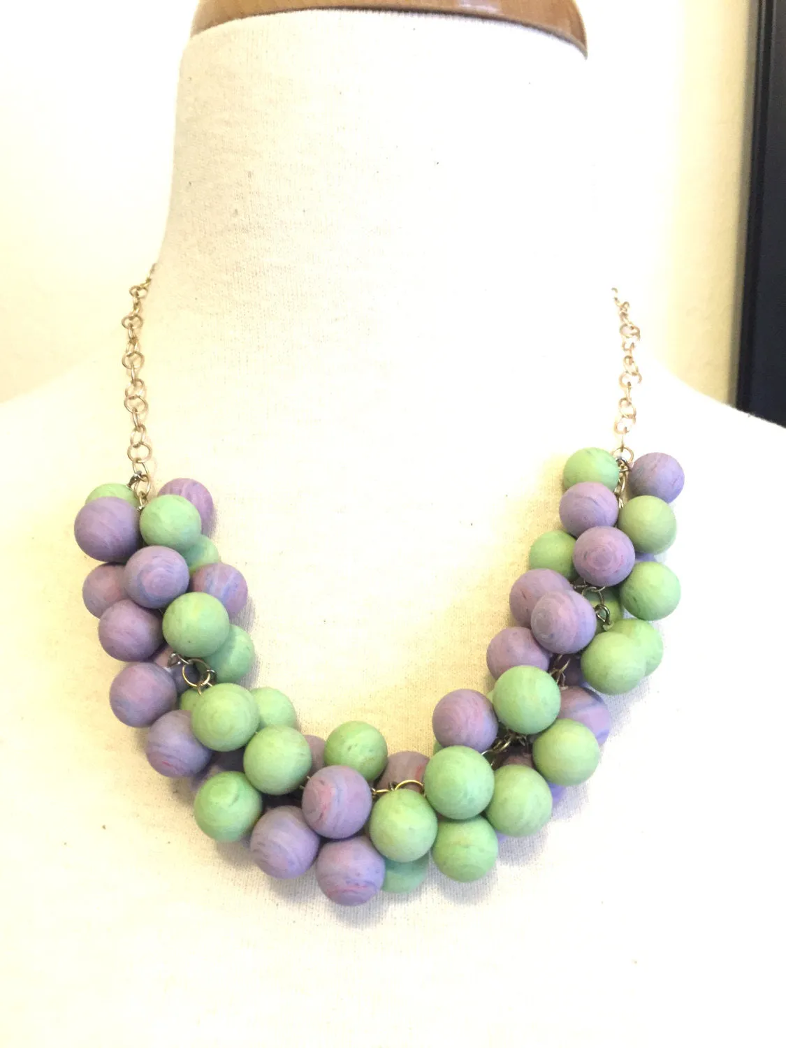 Sherbert Pastel Clustered Vintage Lucite Statement Necklace