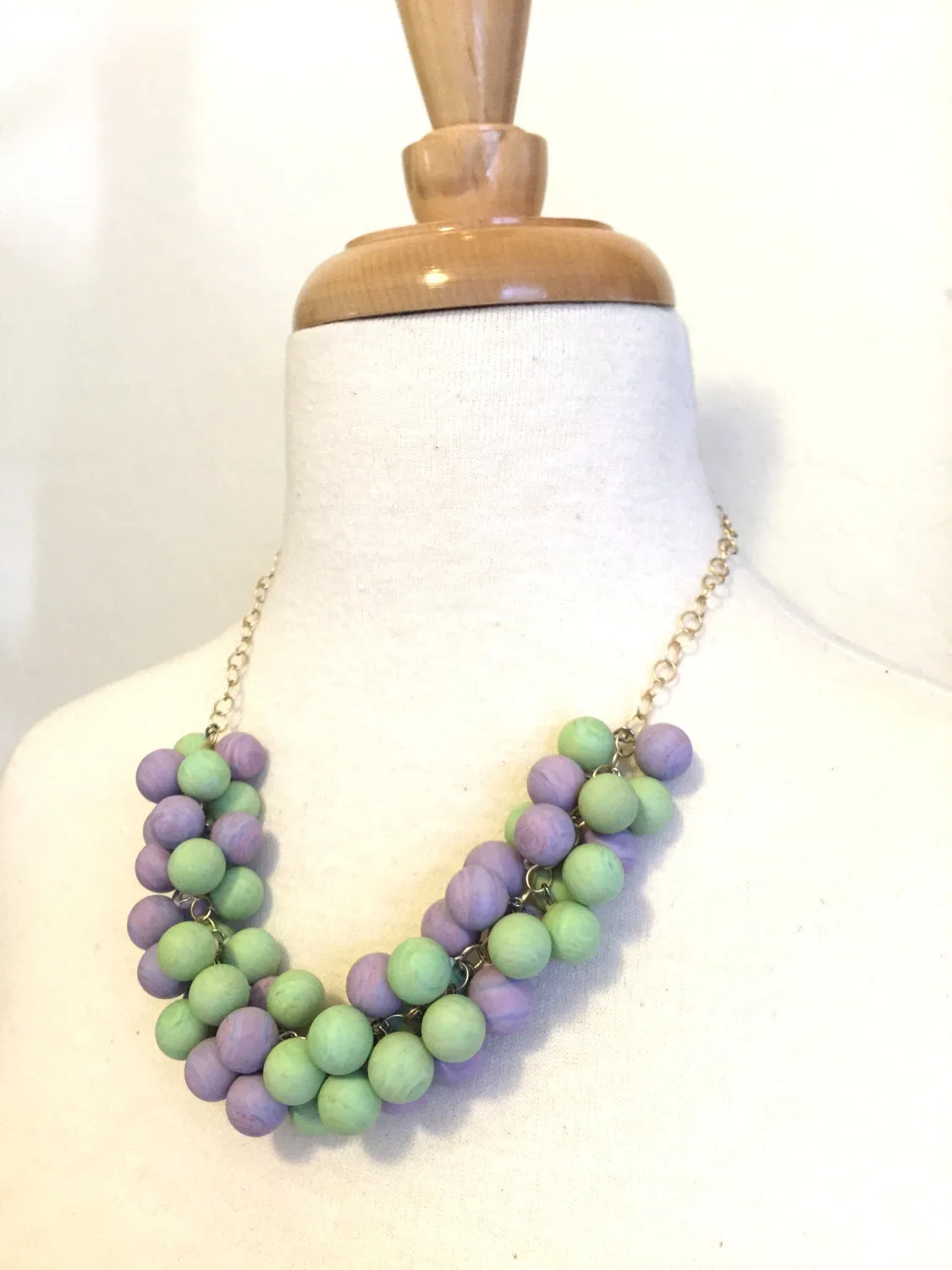 Sherbert Pastel Clustered Vintage Lucite Statement Necklace