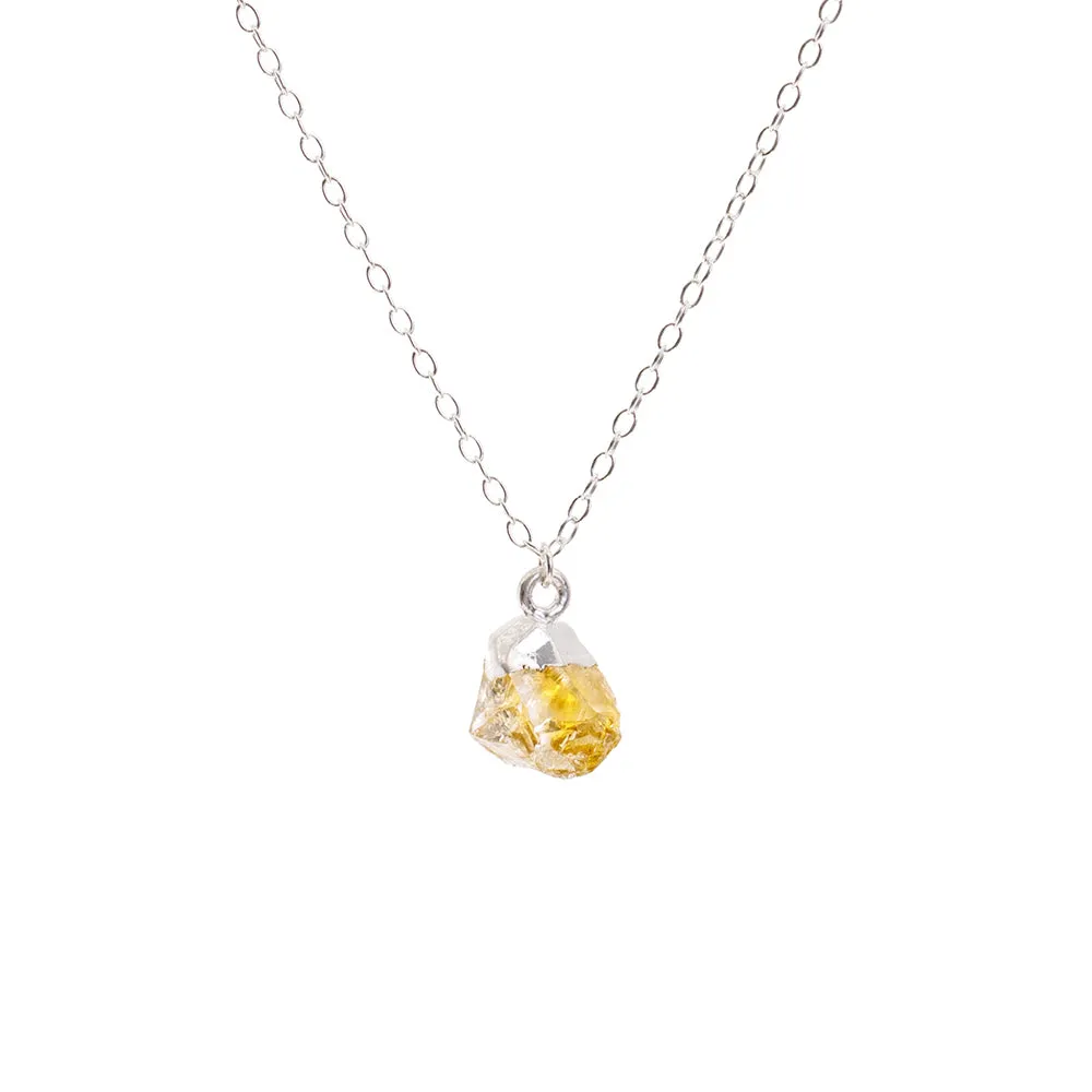 Silver Citrine Raw Crystal Necklace