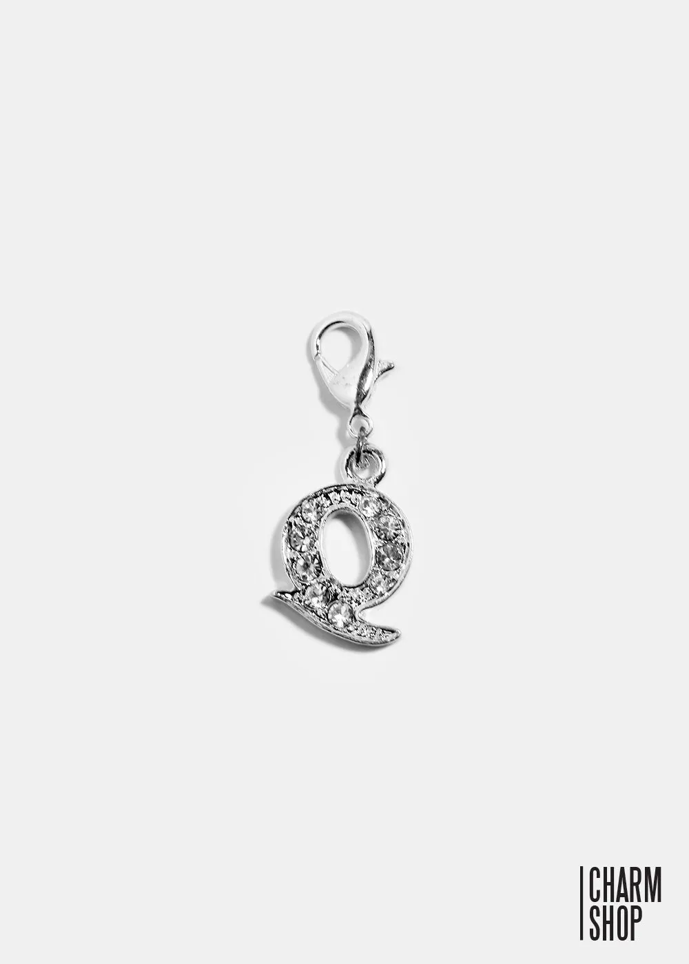 Silver Clear Initial Q Dangle Charm