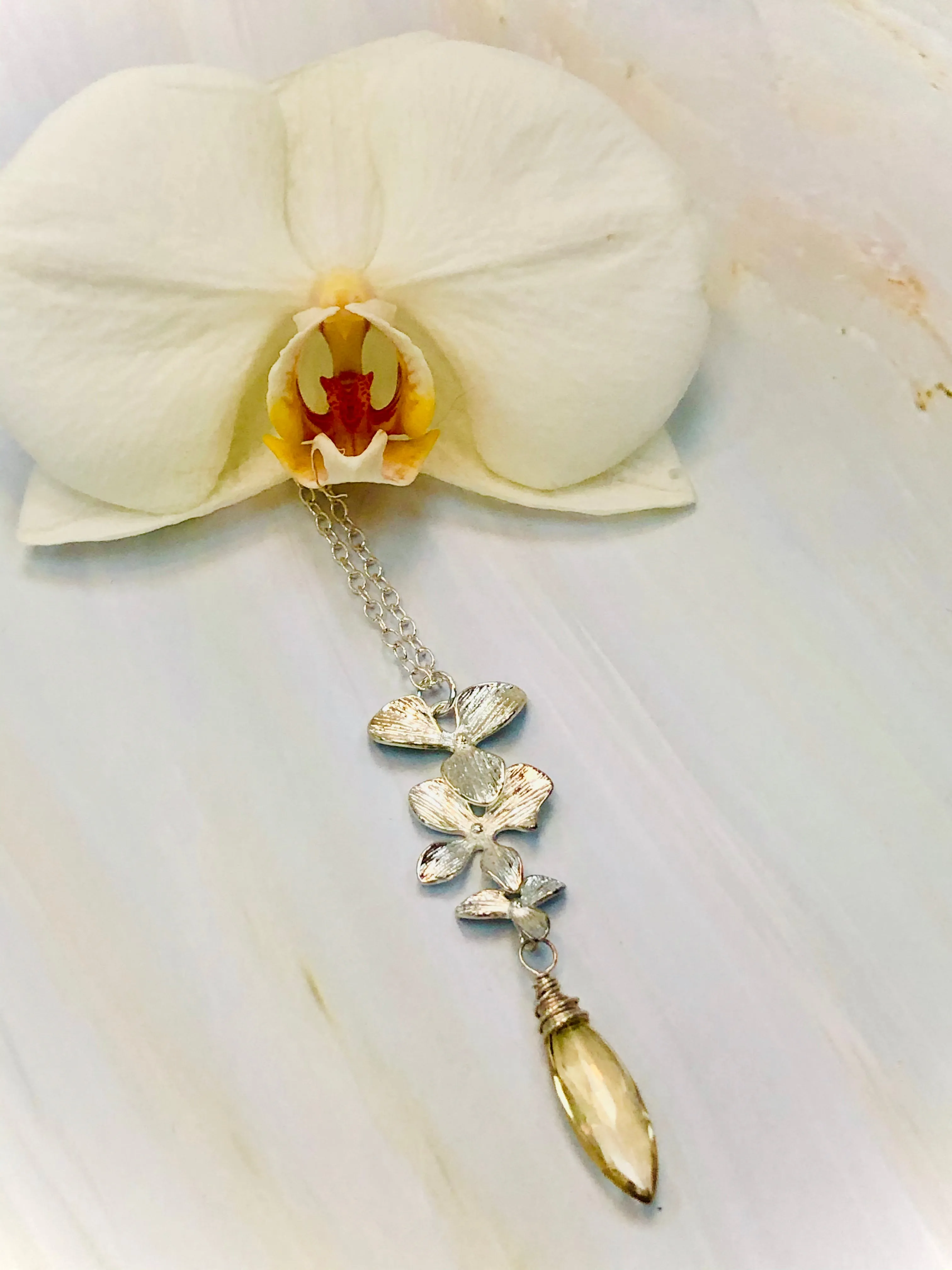 Silver Orchid Citrine necklace