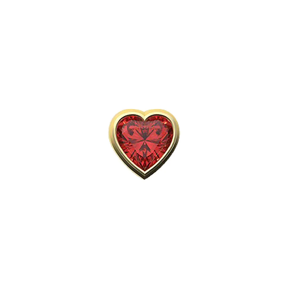 SKINNY SILVER RED HEART CHARM (YELLOW)