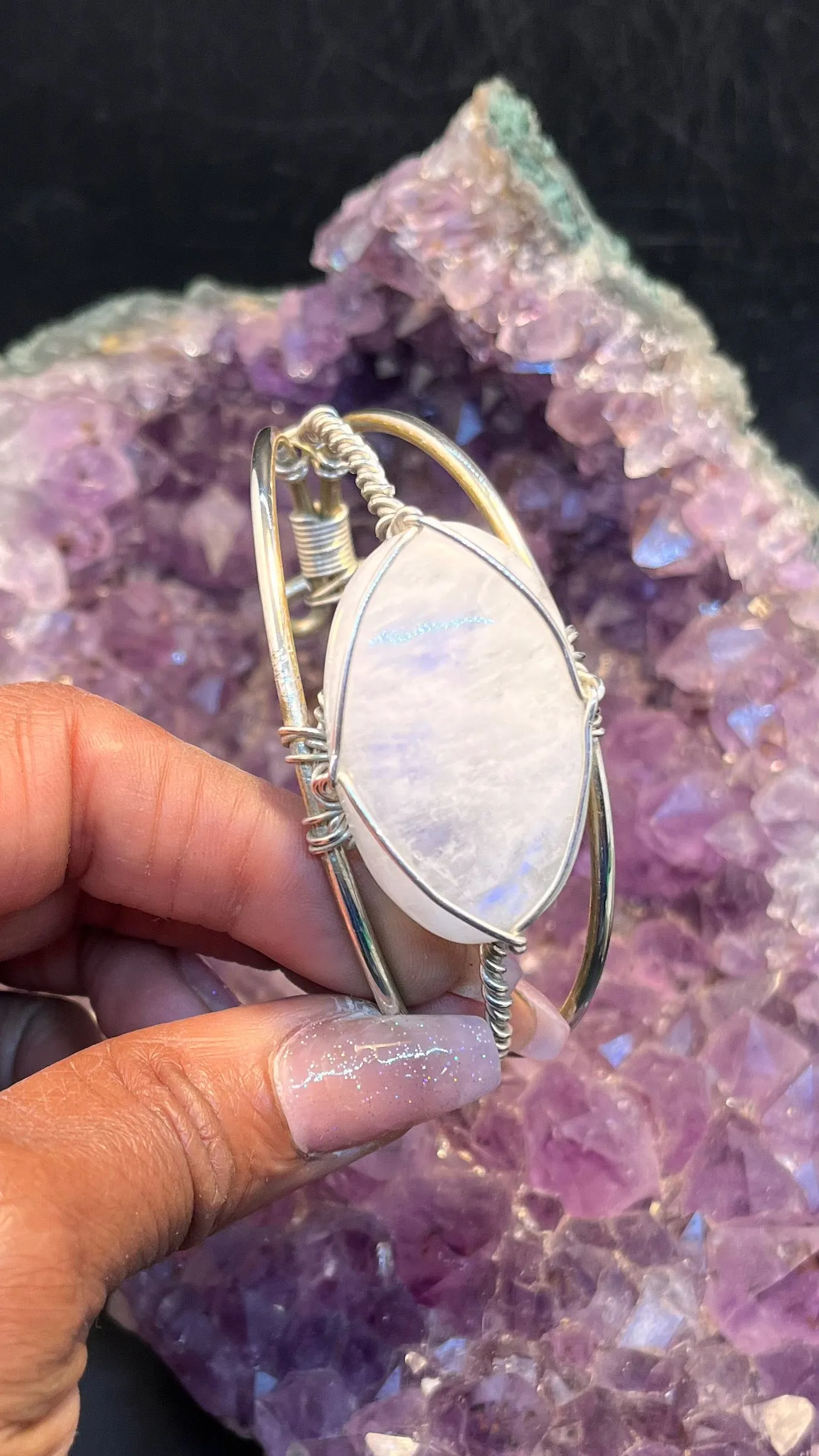 Spectrolite aka Rainbow Moonstone Sterling Silver Wirewrapped Bracelet