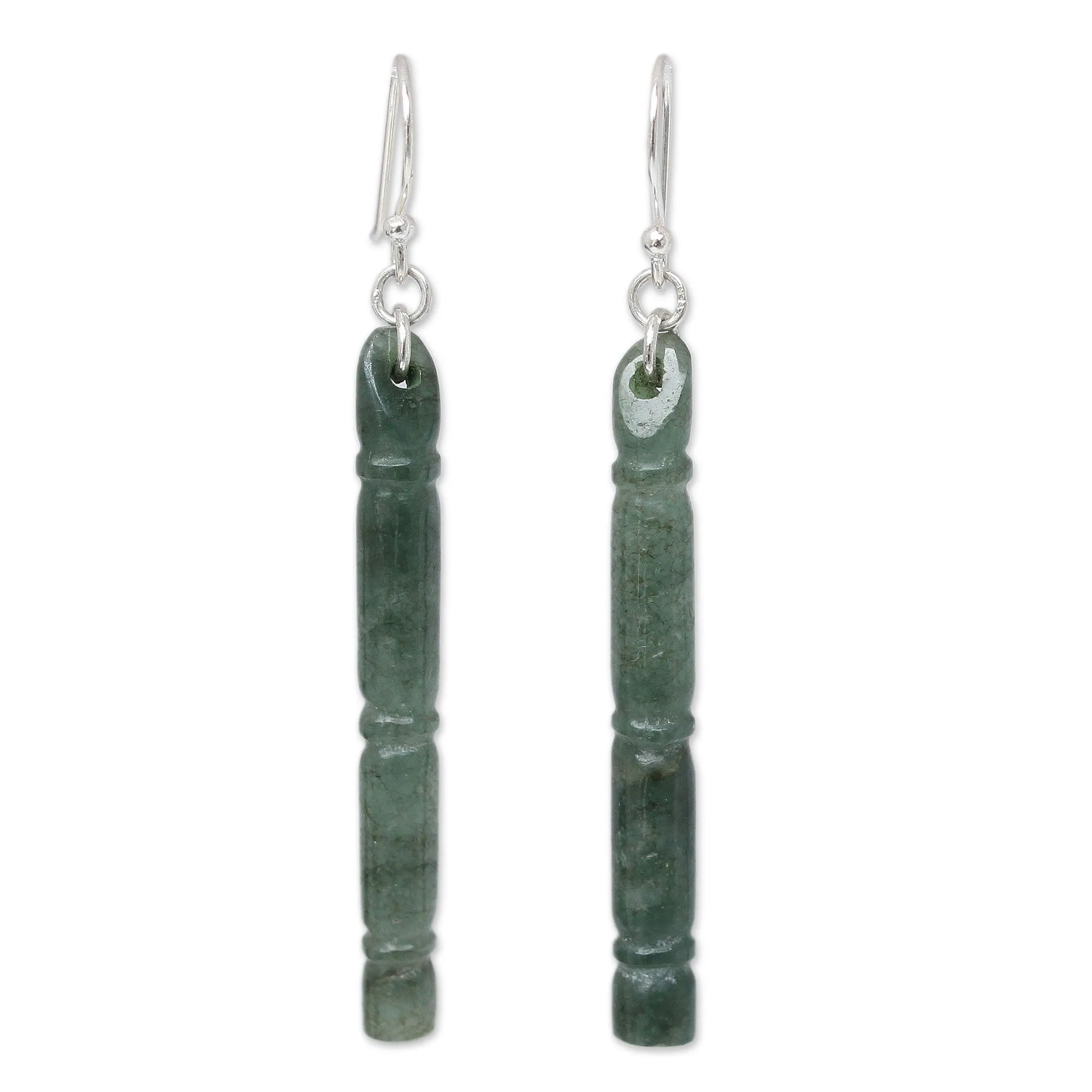 Spirit of Bamboo Jade Sterling Silver Dangle Earrings