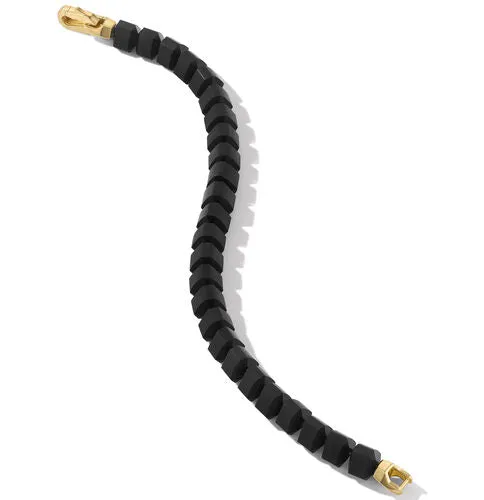 Spiritual Beads Bracelet in 18K Yellow Gold with Black Onyx, Size Medium