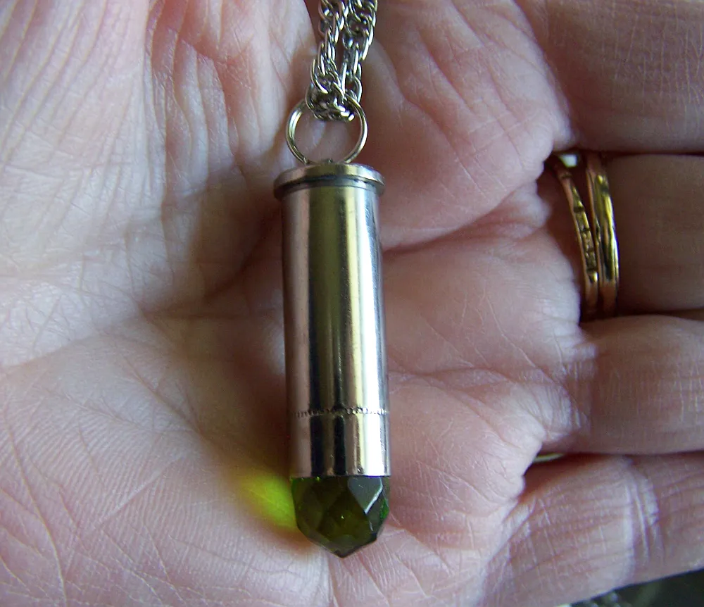 Spring Green Peridot Faceted Crystal Bullet Jewelry Pendant