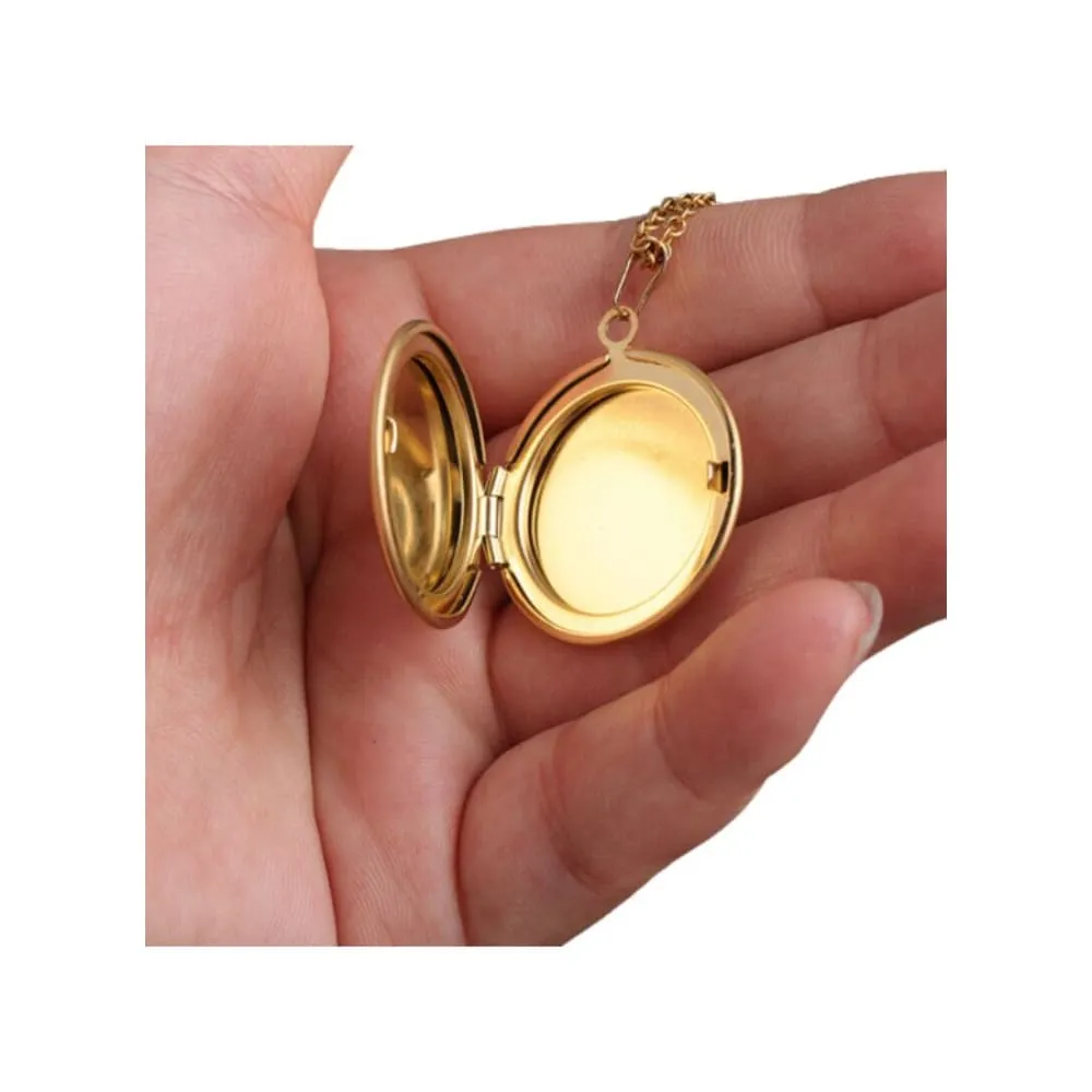 Stainless Steel Photo Locket Necklace Open Round Pendant Necklaces For Women Jewelry Family Birthday Gift