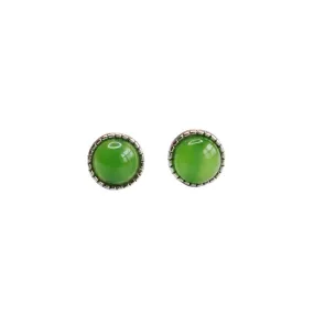 Sterling Silver Earrings with Natural Hetian Jade Insets