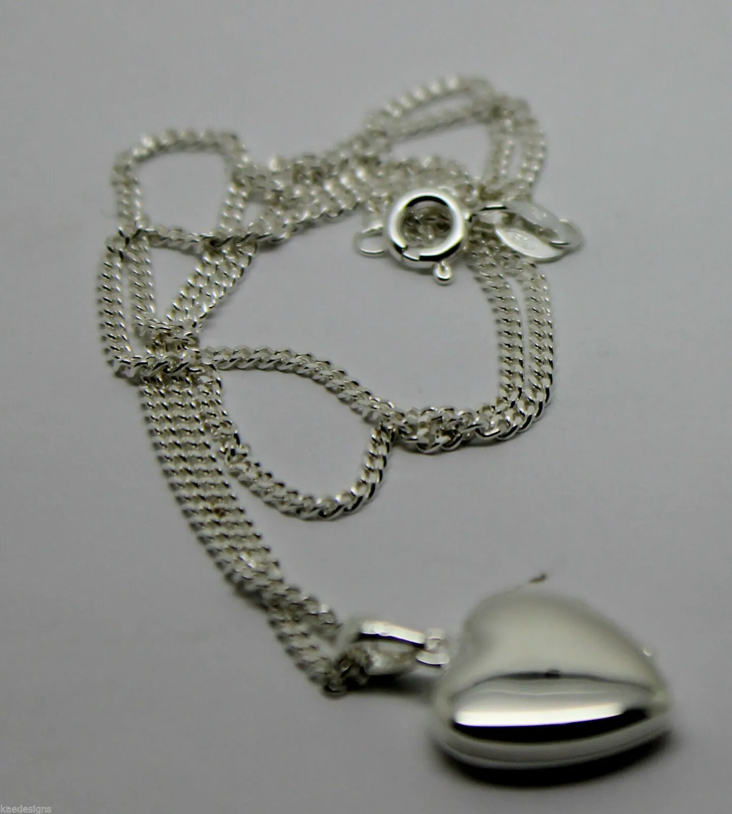 Sterling Silver Heart Locket Pendant 2 Photos & Silver Chain